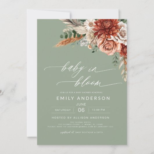 Herfst alles in één Wildflower Baby in Bloom Showe Kaart (Voorkant)