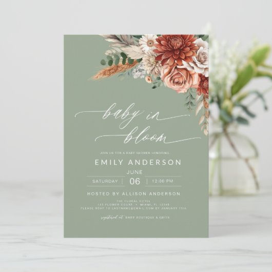 Herfst alles in één Wildflower Baby in Bloom Showe Kaart (Staand voorkant)