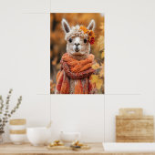 Herfst Alpaca-kunstprint, herfst boslandschap Poster (Keuken)