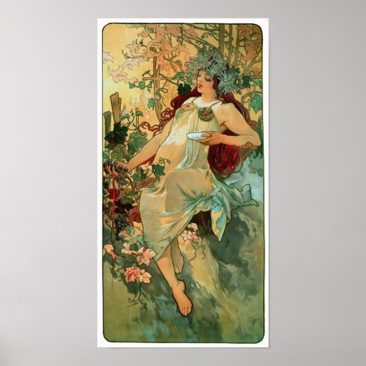 Herfst Alphonse Mucha ~ Art Nouveau Poster (Voorkant)