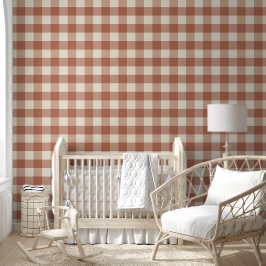 Herfst Amaro op Panna Cotta Gingham - plaid patroo Behang