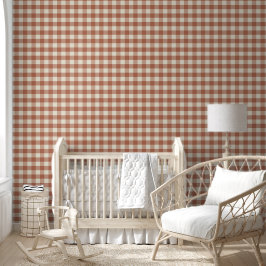 Herfst Amaro op Panna Cotta Gingham - plaid patroo Behang