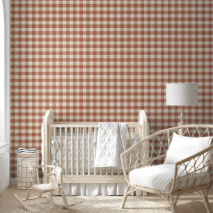 Herfst Amaro op Panna Cotta Gingham - plaid patroo Behang