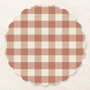 Herfst Amaro op Panna Cotta Gingham - plaid patroo Kartonnen Onderzetters