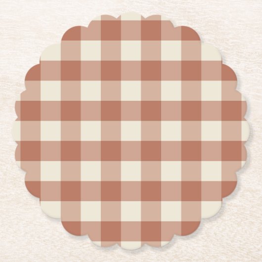 Herfst Amaro op Panna Cotta Gingham - plaid patroo Kartonnen Onderzetters (Voorkant)