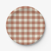 Herfst Amaro op Panna Cotta Gingham - plaid patroo Papieren Bordje (Voorkant)