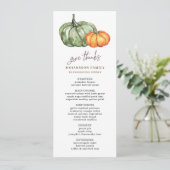 HERFST AMBER GROEN POMPOENEN THANKSGIVING DINER MENU (Staand voorkant)