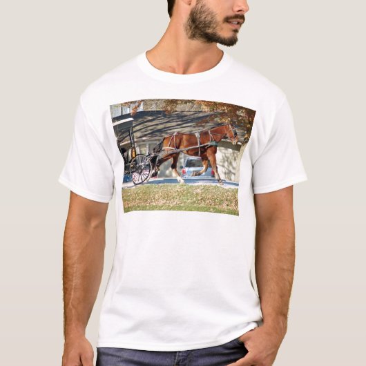 Herfst Amish Horse T-shirt (Voorkant)
