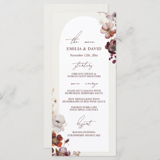 Herfst Anemone Arch Wedding Menu (Voorkant / Achterkant)