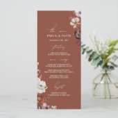 Herfst Anemoon Bloemen Donker Terracotta Trouwmenu Menu (Staand voorkant)