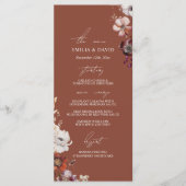 Herfst Anemoon Bloemen Donker Terracotta Trouwmenu Menu (Voorkant)