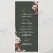 Herfst Anemoon Bloemen Donkergroen Trouwmenu Menu (Voorkant)