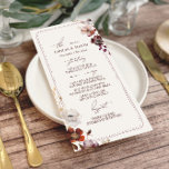 Herfst Anemoon Hand getrokken Rand Wedding Menu<br><div class="desc">Herfstachtige anemoon design rechtsboven en linksonder van bordeauxrode handgetekende rand.</div>