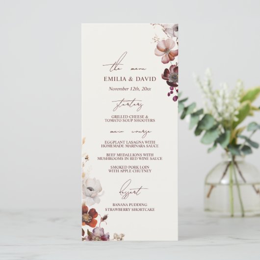 Herfst Anemoon Wedding Menu (Staand voorkant)