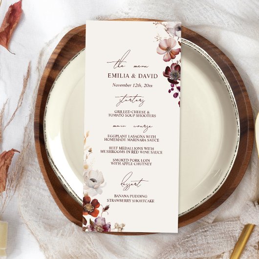 Herfst Anemoon Wedding Menu