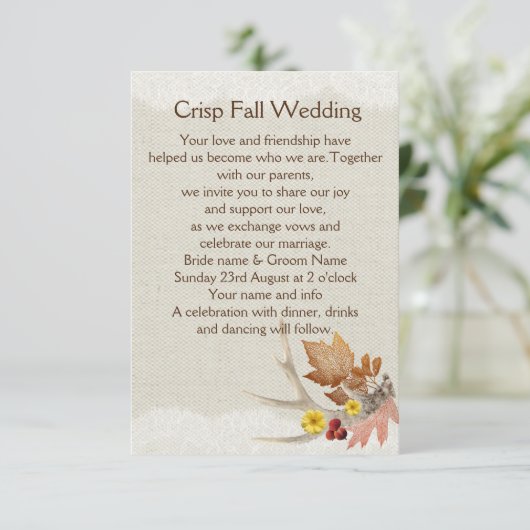 Herfst Antlers op Burlap Kaart (Staand voorkant)