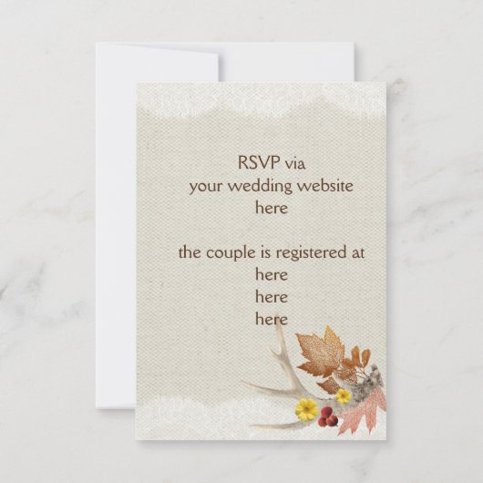 Herfst Antlers op Burlap Kaart (Achterkant)