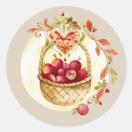 Herfst Appel Mand Cadeau Bloemige Stickers Zegels