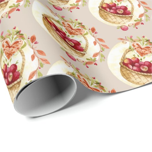Herfst Appel Mand Geschenk Wrap Inpakpapier (Rol Hoek)
