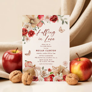 Herfst Appel & Pompoen Bloemige Baby Shower Kaart