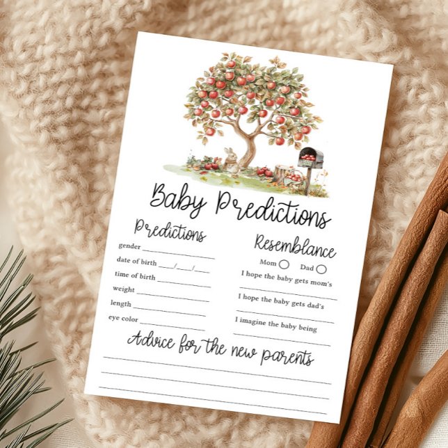 Herfst Appel van onze ogen baby voorspellingen spe (Fall Apple Tree Baby Shower Baby Predictions Game)