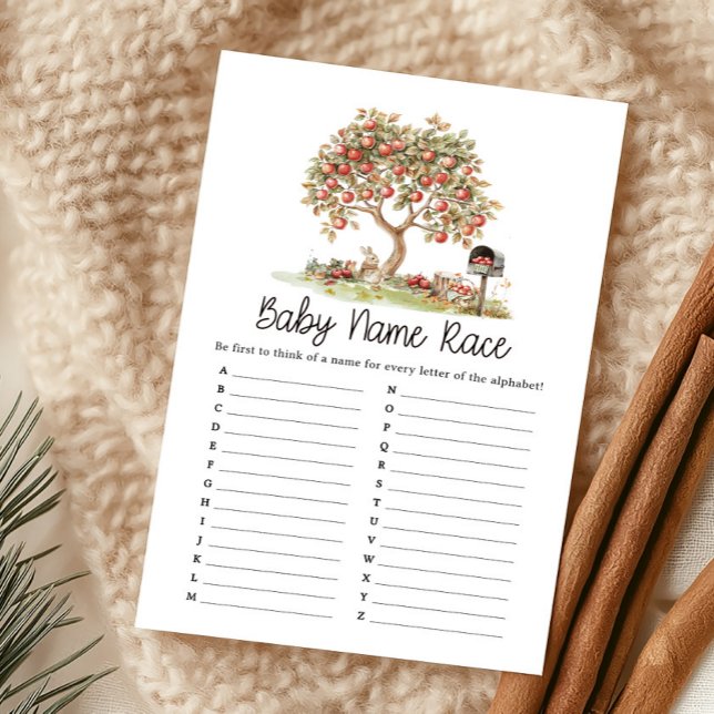 Herfst Appel van onze ogen Babynamen Race Game (Fall Apple Tree Baby Shower Baby Name Race Game)