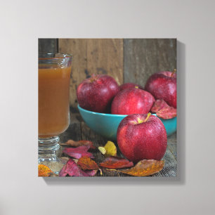 Herfst appelcider en appels canvas afdruk