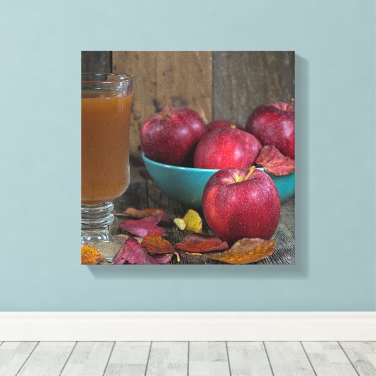 Herfst appelcider en appels canvas afdruk (Insitu (Houten vloer))