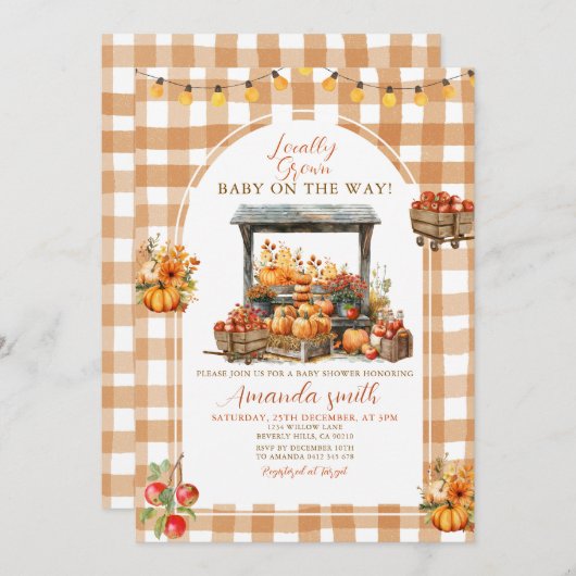 Herfst Appelpompoen lokaal geteeld Baby shower Kaart (Voorkant / Achterkant)