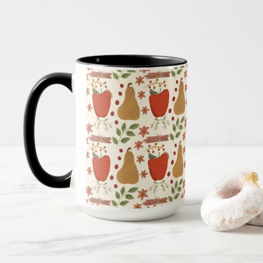 Herfst appels en peren rustiek mok (Met donut)
