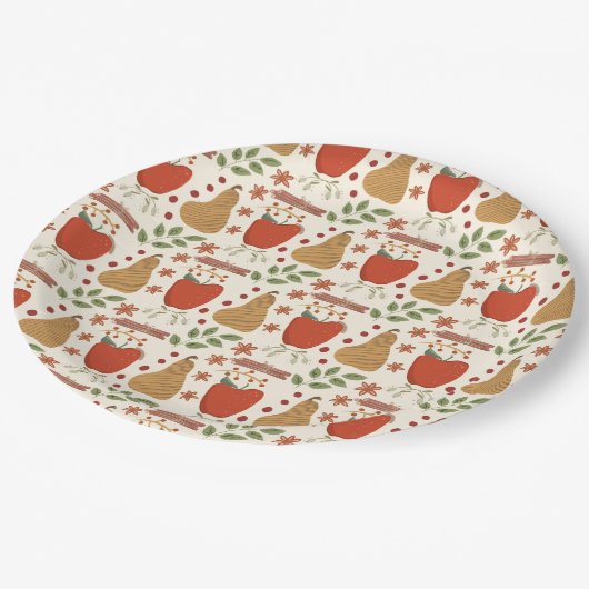 Herfst appels en peren rustiek papieren bordje (Gekanteld)