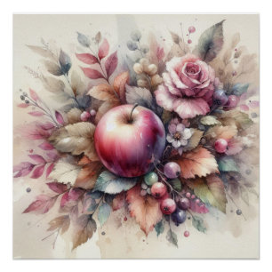 Herfst appels in pastelkleuren waterverf schilderi perfect poster