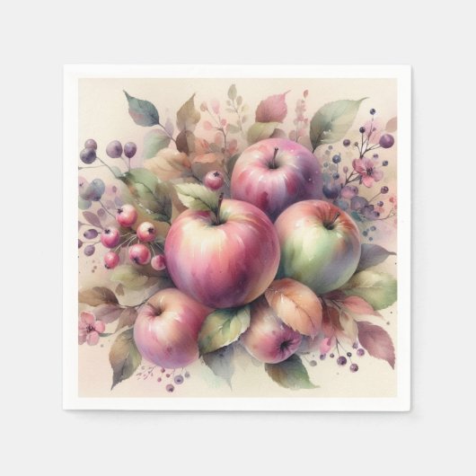 Herfst appels in pastelkleuren waterverf schilderi servet (Voorkant)