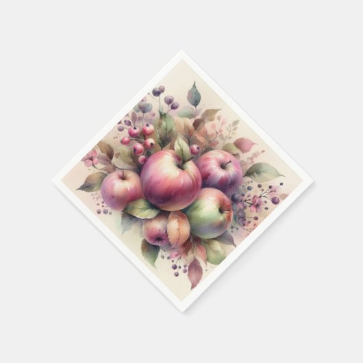 Herfst appels in pastelkleuren waterverf schilderi servet (Hoek)