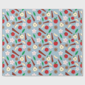 Herfst Appels, kaneel en bloemen Naadloze Herfst Cadeaupapier (Vlak)