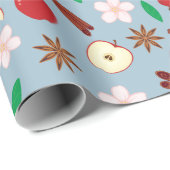 Herfst Appels, kaneel en bloemen Naadloze Herfst Cadeaupapier (Rol Hoek)
