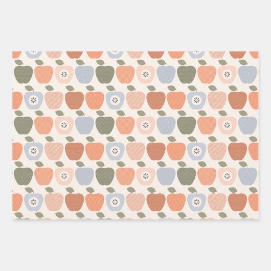 Herfst Appels met Cheques en Stripes Inpakpapier Vel (Voorkant)