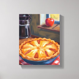 Herfst Appeltaart Thanksgiving Waterverf Canvas Afdruk