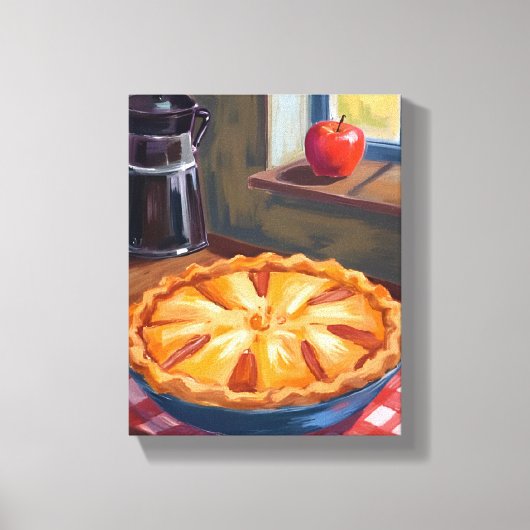 Herfst Appeltaart Thanksgiving Waterverf Canvas Afdruk (Voorkant)