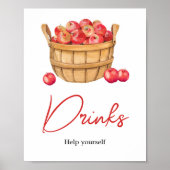 Herfst Apple Basket Baby shower Drinken Poster (Voorkant)