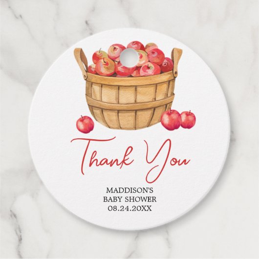 Herfst Apple Basket Baby shower Ronde Bedankjes Labels (Voorkant)