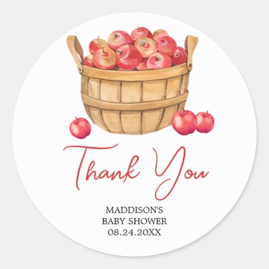 Herfst Apple Basket Baby shower Ronde Sticker (Voorkant)