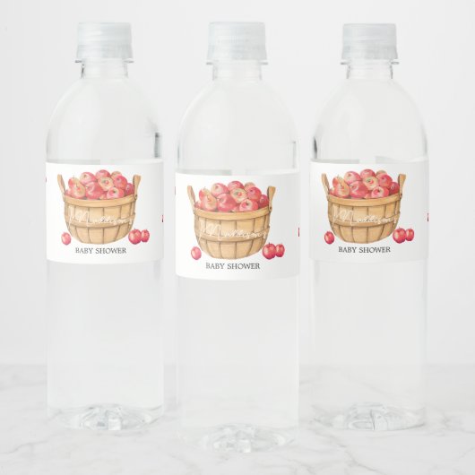 Herfst Apple Basket Baby shower Waterfles Etiket (Flessen)