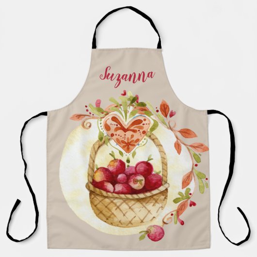 Herfst Apple Basket Design Custom Kitchen Apron Schort (Voorkant)