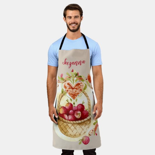Herfst Apple Basket Design Custom Kitchen Apron Schort (Gedragen)
