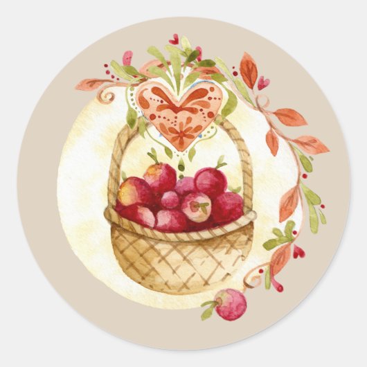 Herfst Apple Basket Gift Floral Stickers Seals (Voorkant)