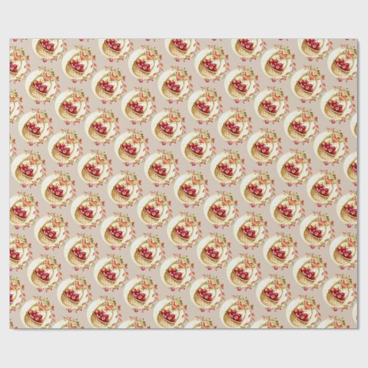 Herfst Apple Basket Gift Wrapping Paper Cadeaupapier (Vlak)