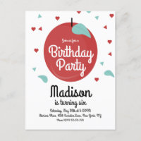 Herfst Apple Confetti Hearts Birthday Invitation