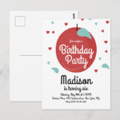 Herfst Apple Confetti Hearts Birthday Invitation Briefkaart (Voorkant / Achterkant)