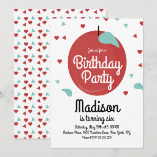 Herfst Apple Confetti Hearts Birthday Invitation Kaart